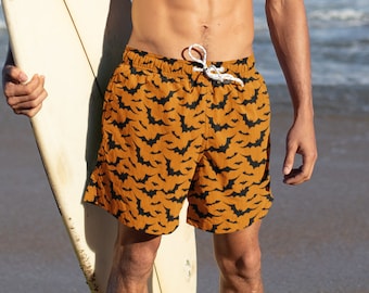 HALLOWEEN BAT SHORTS Men&#39;s Swimwear Athletic Long Shorts Workout Shorts Bottoms Gym Shorts Athletic Short Workout Clothing Casual Shorts