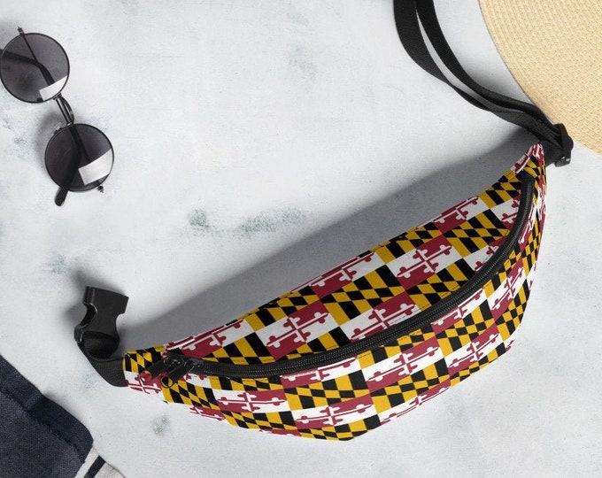 Maryland State Flag Fanny Pack MARYLAND FLAG Waist Bag Hip Bag Bum Bag Beachwear Festival Accessories Purse Side Bag Wallet Gift