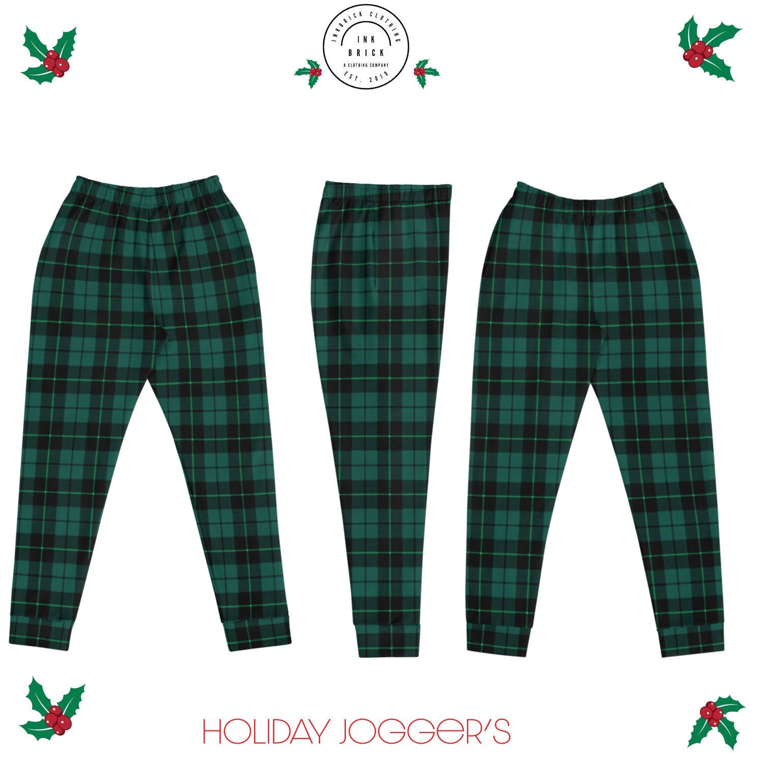Green and hotsell white checkered joggers