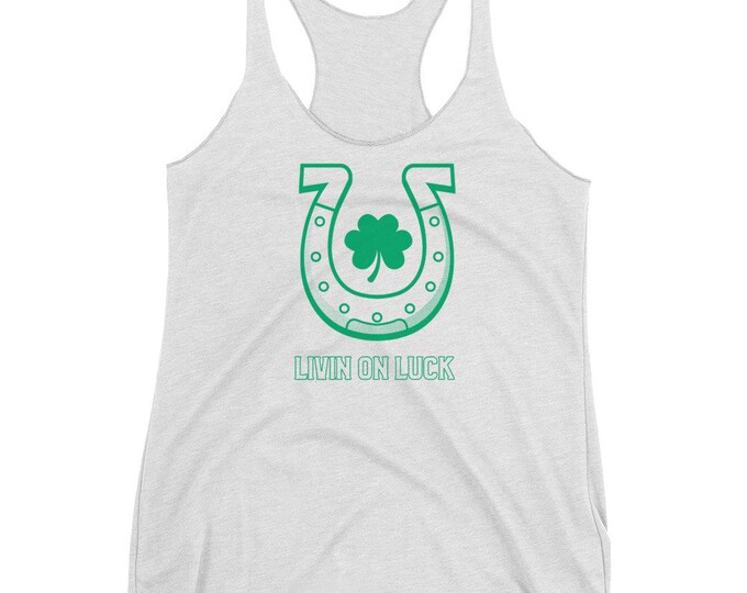 Saint Patricks Day Tank Top Women's Racerback TANK TOP Paddy's Day Tank Top St Patricks Day Top Lucky HORSESHOE Shamrock Clover Tank Top