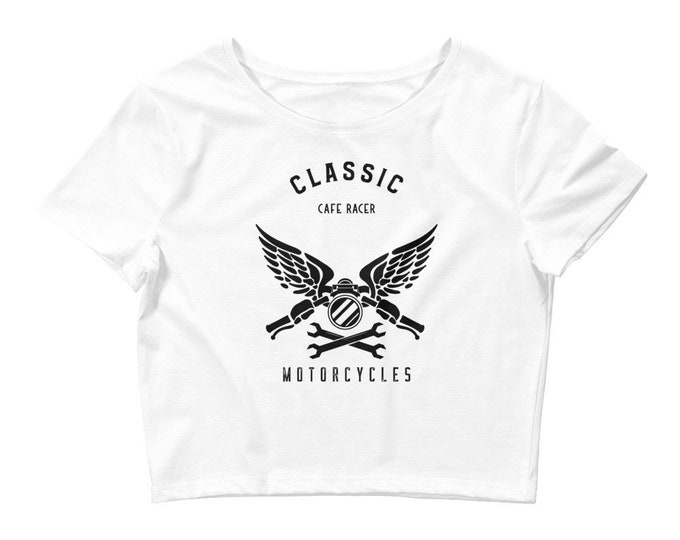 MOTORCYCLE CROP TOP Biker Cropped Tee Crop T-Shirt Womens Crop Tee Womens Crop Top Vintage Biker T-Shirt Sexy T-Shirt for Women Gift for Her