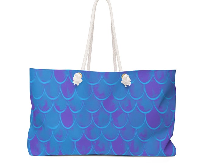 Ariel MERMAID TOTE BAG Mermaid Scale Bag Oversized Tote Beach Bag Weekender Bag