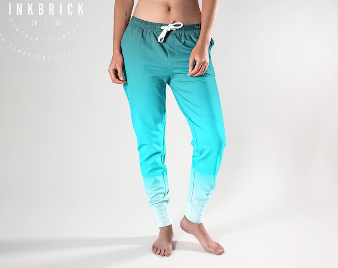 JOGGERS SWEATPANTS WOMENS Sky Blue Teal Ombre Jogger Pants Women's Joggers Workout Clothing Womens Yoga Pants Sweats for Women Pajama Pants