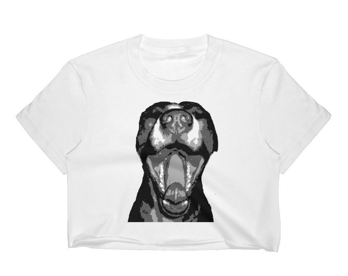 Pitbull T-Shirt Crop Top WOMENS Graphic T-Shirt Los Angeles Apparel 2332 Fine Jersey Short Sleeve Cropped T-Shirt w/ Tear Away Label