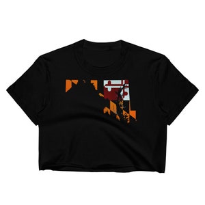 MARYLAND STATE T-SHIRT Maryland State Flag Maryland Clothing Womens Crop Top T-shirt Cropped T-Shirt Women's Crop Top Maryland Flag Gift