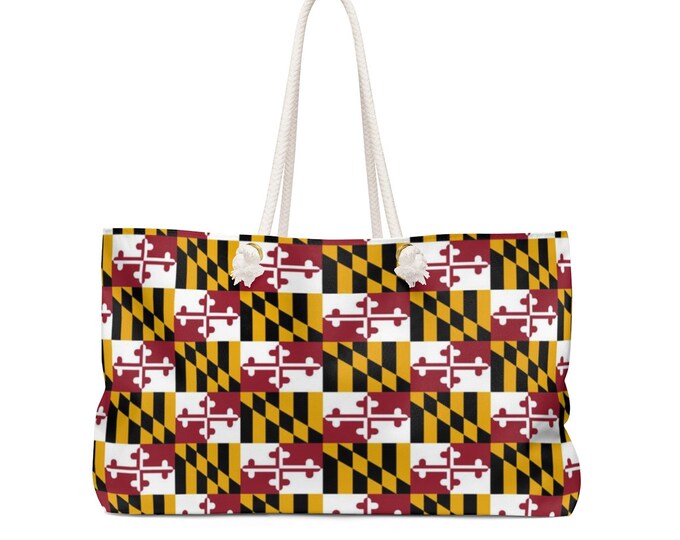 Weekender Bag MARYLAND FLAG TOTE Weekender Tote Bag Oversized Travel Tote Beach Bag Maryland Tote Maryland Gift Yoga Bag Gift for Her