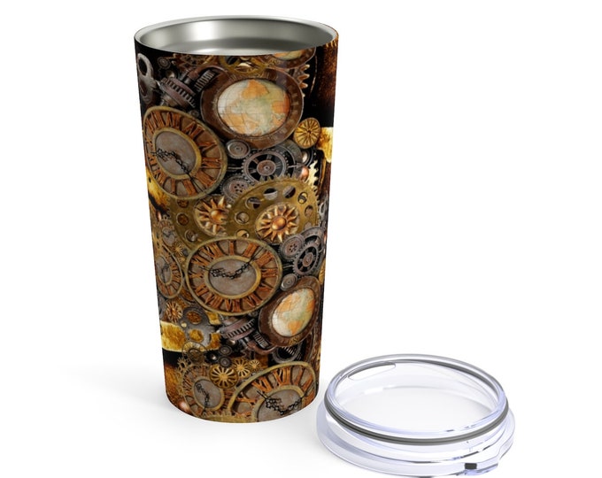 STEAMPUNK Tumbler 20oz Travel Mug Drinkware Barware Travel Cup Water Glasses Home and Living Steampunk Mug Travel Cup Hot and Cold Beverages