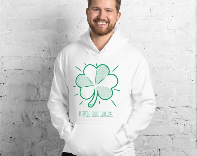St Paddy's HOODIE for Adults Mens or Womens Unisex Hoodie SHAMROCK Hooded SWEATSHIRT St Patricks Day Clothing Lucky Shamrock Clover Hoodie