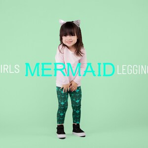 Green Mermaid Scale Mermaid Leggings GIRLS MERMAID LEGGINGS All-Over Print Kids Leggings Green Fish Scale Leggings for Kids Toddler Leggings