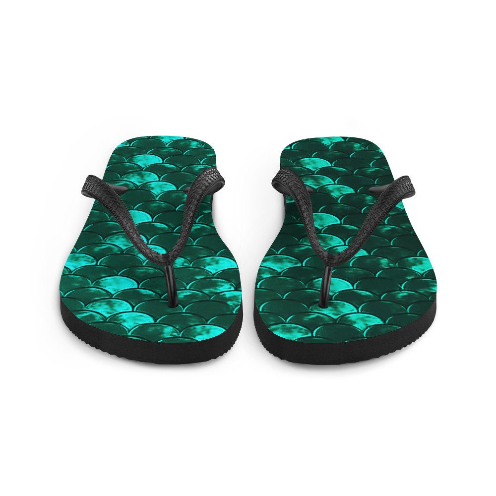 MERMAID FLIP FLOPS Mermaid Scale Thong Sandals Green Mermaid Ariel ...