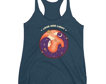 Love and Light Racerback Tank Top: Moon & Stars Yoga Clothing