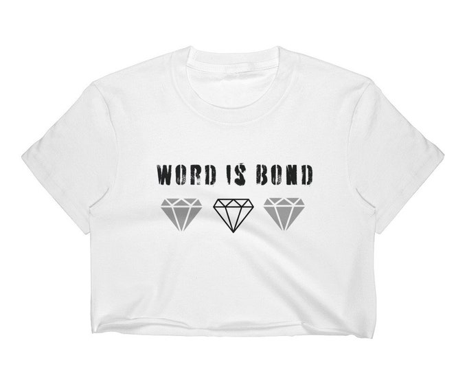 Word is Bond Triple Diamond Womens Statement T-SHIRT CROP Top Los Angeles Apparel 2332 Fine Jersey Short Sleeve Cropped T-Shirt Workout Top