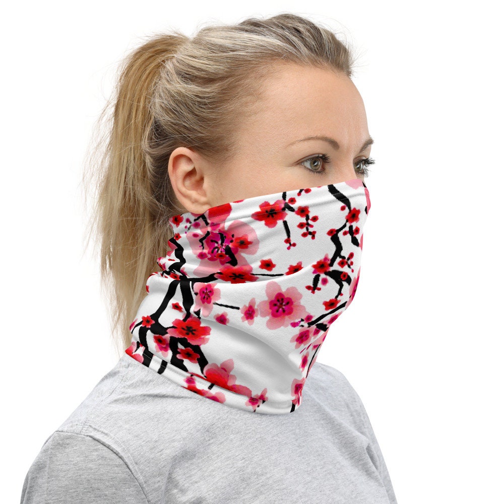Face Mask Neck Gaiter Cherry Blossom Flower Floral Print