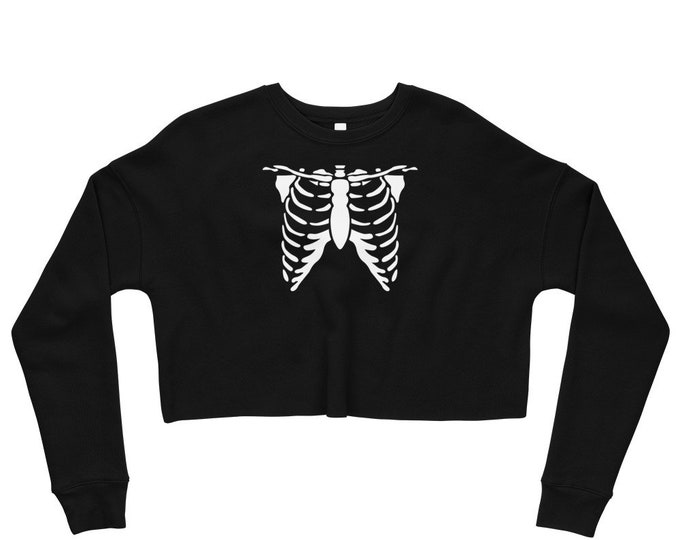 SKELETON SWEATSHIRT HALLOWEEN Cropped Sweatshirt Fleece Crop Top Sweatshirt for Women Work Out Clothing Womens Top Halloween Sweatshirt