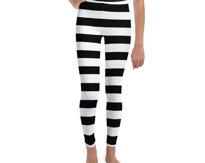 STRIPED LEGGINGS Girls Youth Leggings Pre-Teen Junior Leggings HALLOWEEN Inmate Leggings Prisoner Leggings Costume Leggings Girls Clothing