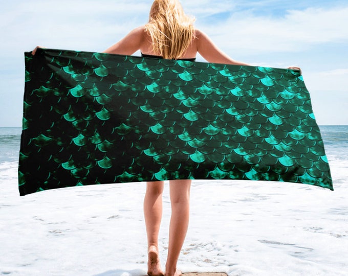 MERMAID BEACH TOWEL Mermaid Scale Beach Towel Bath Towel Beach Accessories Gift for Her Sublimated Towel