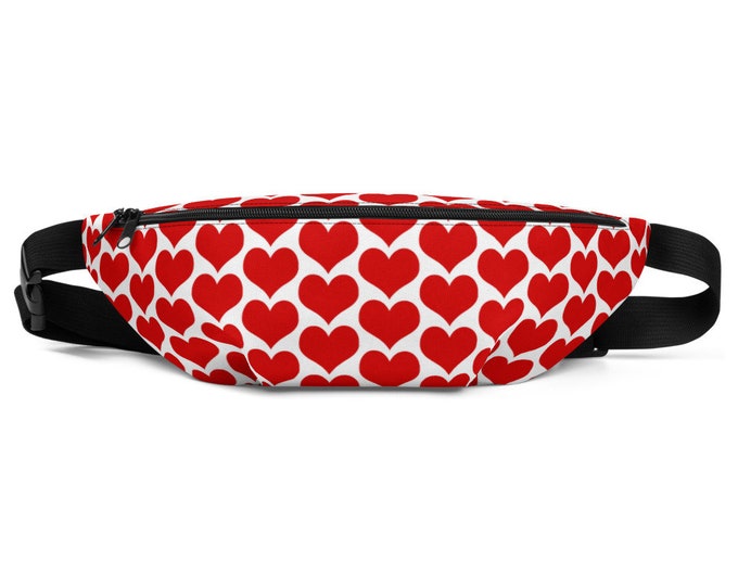 Red and White HEART Fanny Pack BUM BAG Waist Bag Designer Fashion Accessories Back to School Fashion Beachwear Waist Wallet Hip Bag Running