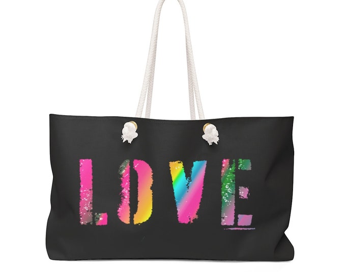 LOVE LGBTQ PRIDE Beach Bag Oversized Tote Bag Weekender Bag Beachwear Accessories Overnight Bag Purse Travel Bag Weekender Tote Bag Gift