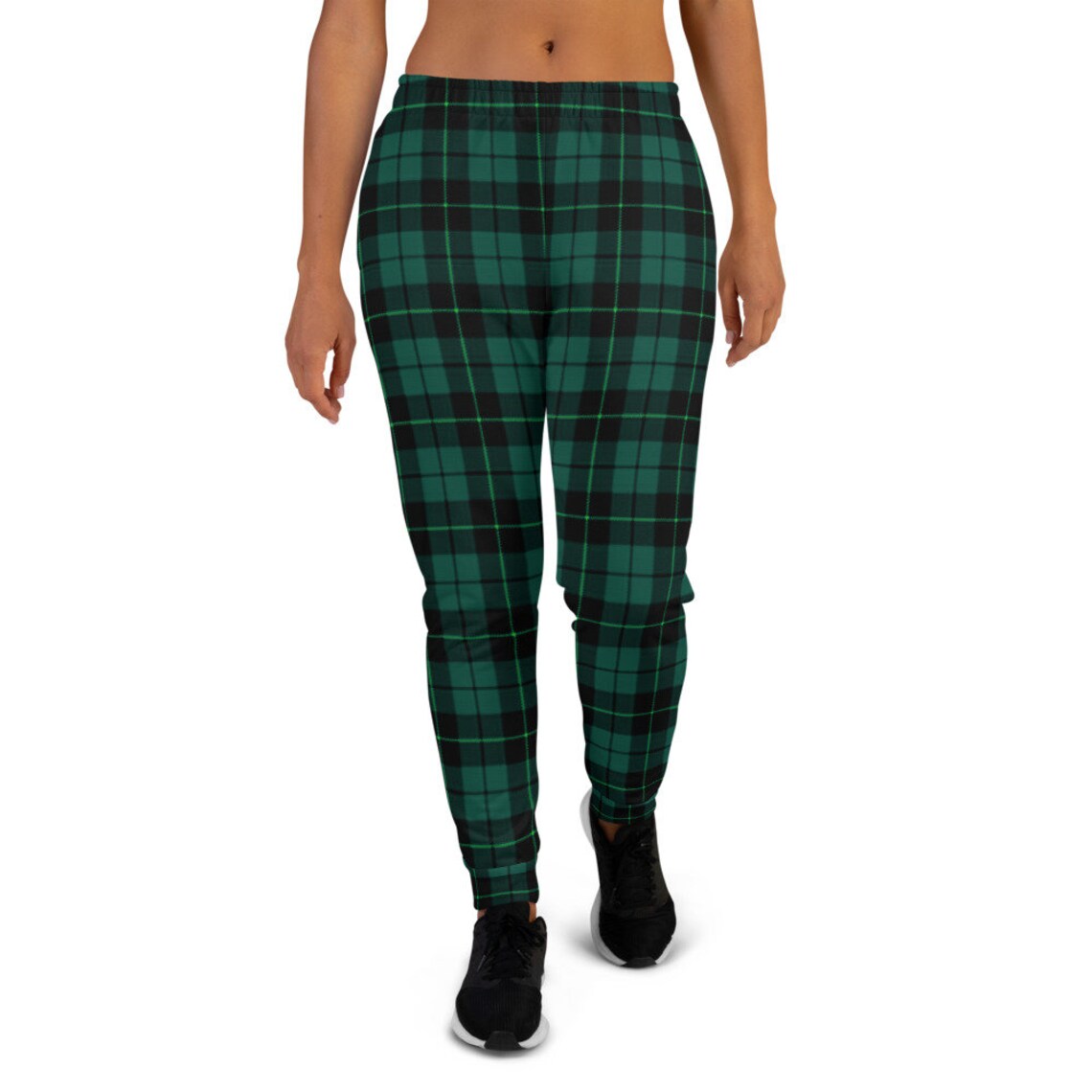 Black Purple Plaid Tartan Women's Joggers main image 0