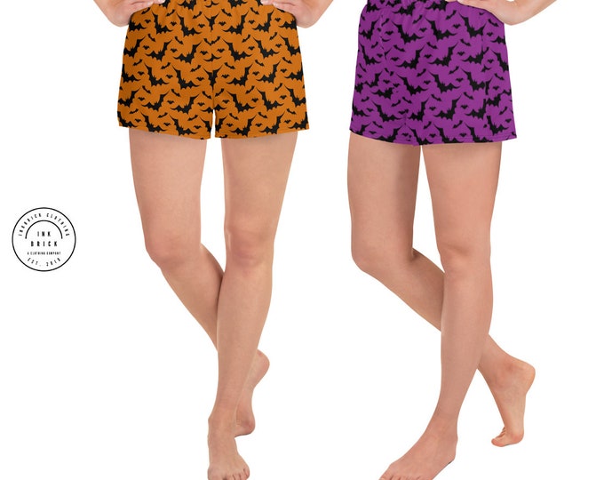 HALLOWEEN SHORTS Bat Print Shorts for Women Halloween Bat Shorts Women's Athletic Short Shorts Workout Clothing Gym Shorts Pajama Shorts