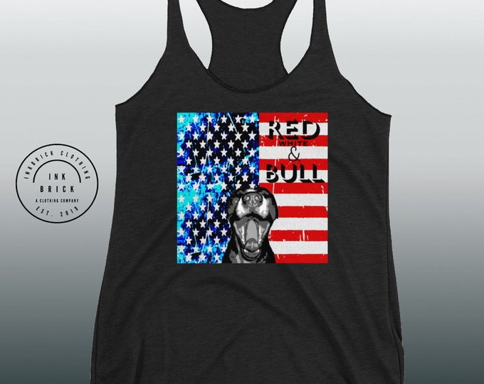 American Pitbull American Flag TANK TOP WOMENS Next Level 6733 Ladies Triblend Racerback Tank