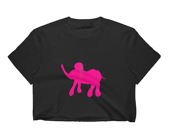 Pink Elephant CROP T-SHIRT Womens Crop Top Yoga Top Los Angeles Apparel 2332 Fine Jersey Short Sleeve Cropped T-Shirt w/ Tear Away Label