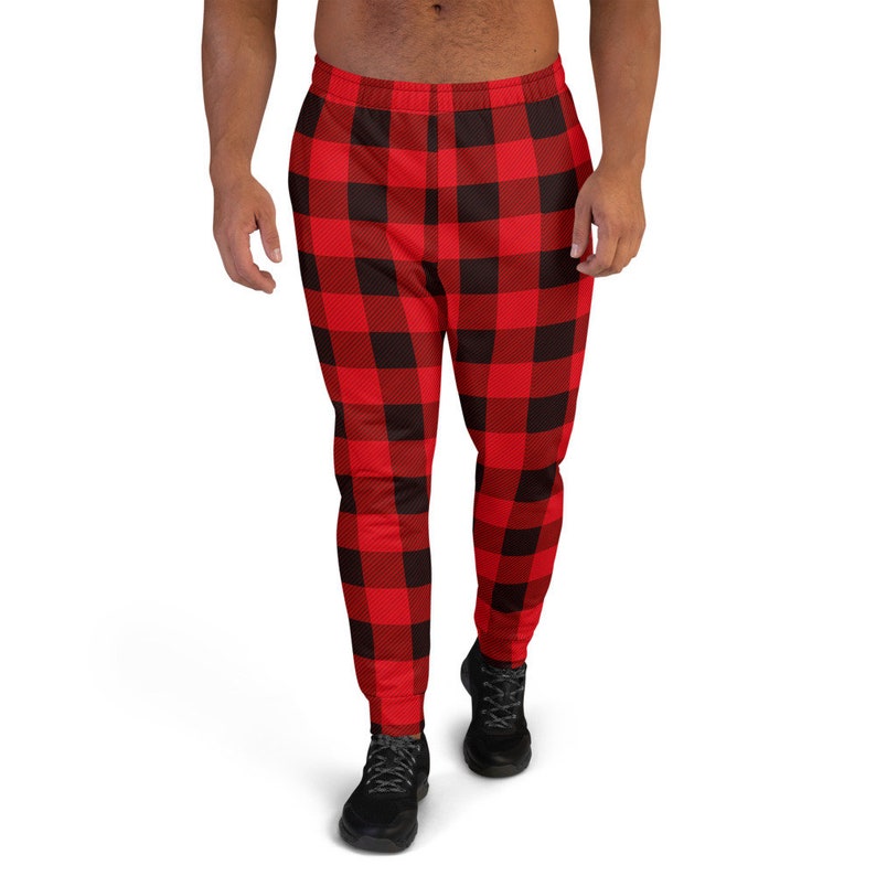 Red and Black BUFFALO PLAID JOGGERS for Adults Christmas Red | Etsy