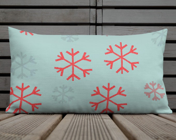 CHRISTMAS SNOWFLAKE PILLOW Decorative Throw Pillow Square or Rectangle Pillow for Home Decor Premium Pillow Holiday Home Decor Winter Pillow