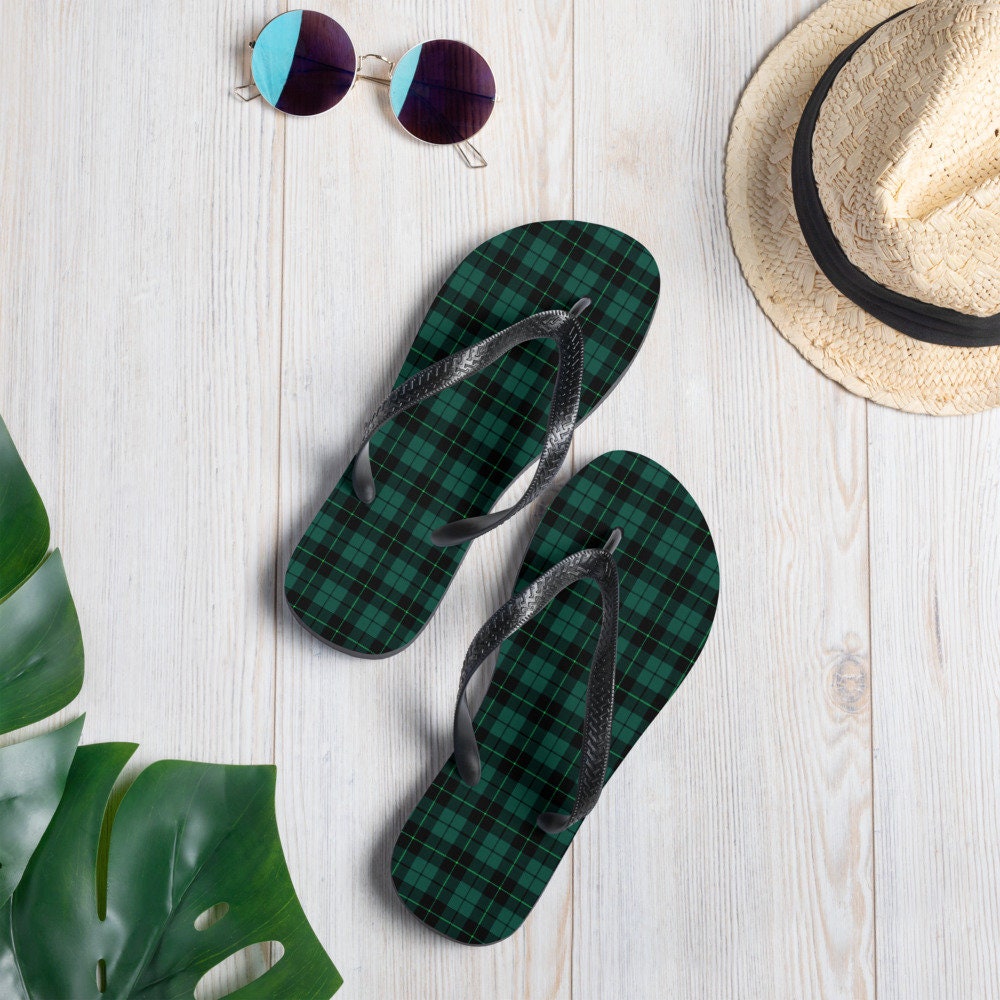 plaid flip flops