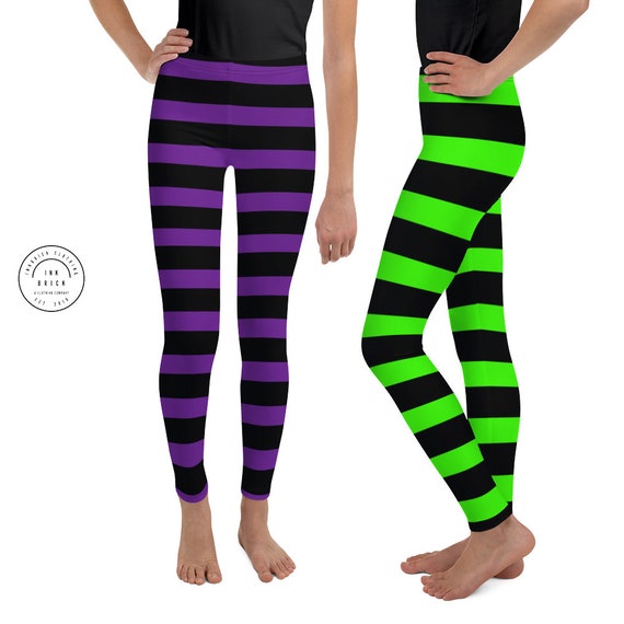 Green and Black Witch Striped LEGGINGS HALLOWEEN Youth Leggings GIRLS Witch Yoga  Pants Yoga Leggings for Girls Kids Leggings Junior Leggings -  Canada