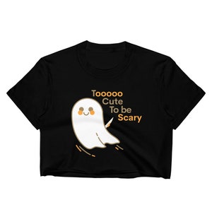 Halloween Ghost Crop Top: Women&#39;s Fitted Cotton Tee