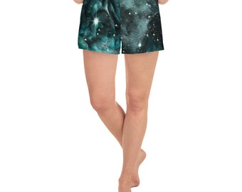 Galaxy Print Women's Athletic Shorts: Running, Yoga, Swim