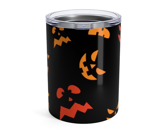 JACK O' LANTERN MUG Tumbler 10oz Travel Mug Stainless Steel Mug Insulated Hot and Cold Beverages Spooky Halloween Mug Fun Halloween Gift