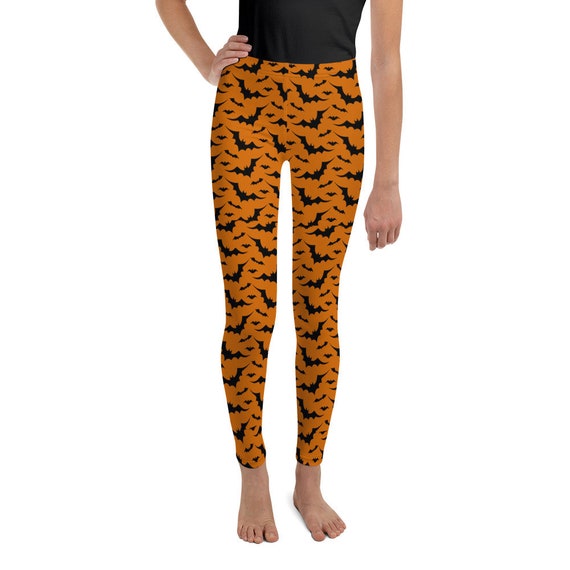 GIRLS HALLOWEEN LEGGINGS Youth Leggings Junior Girls Leggings Orange and  Black Halloween Tights for Young Girls Kids Pre-teen Yoga Pants 