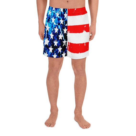 red white and blue athletic shorts