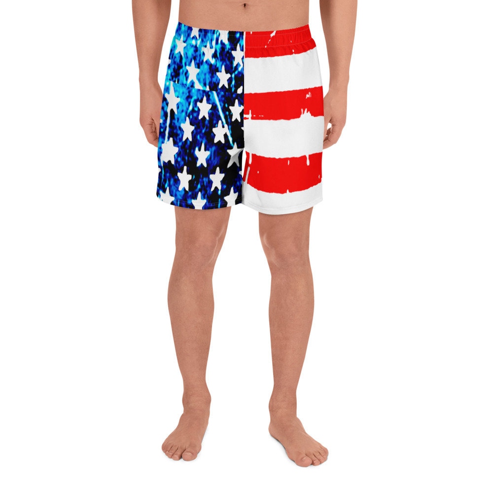 AMERICAN FLAG SHORTS Stars and Stripes Red White and Blue Men's ...