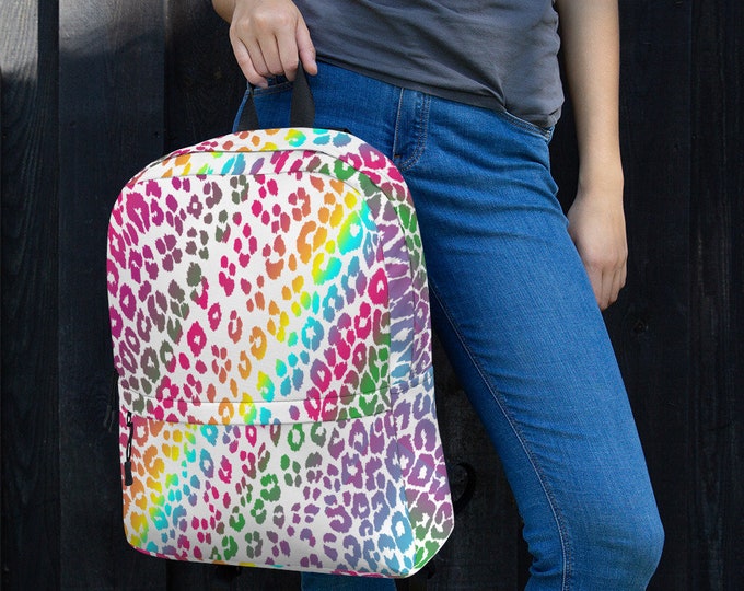 CHEETAH RAINBOW BACKPACK Mini Backpack 90's Retro Fashion Animal Print Tote Bag Cheetah Leopard Print Back Back to School Bag Kids Adults