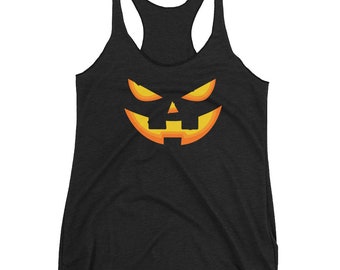 Tank top JACK O' LANTERN Women's Racerback Tank Top Womens Halloween Clothing Loungewear Workout Clothing Yoga Top Halloween Gift for Her