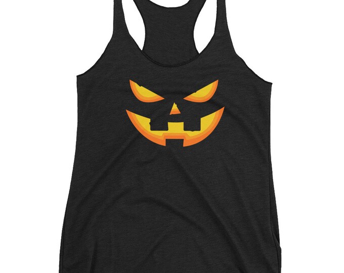 Tank top JACK O' LANTERN Women's Racerback Tank Top Womens Halloween Clothing Loungewear Workout Clothing Yoga Top Halloween Gift for Her