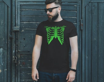 HALLOWEEN T-SHIRT BONES Skeleton Bone T-Shirt Unisex Graphic T-Shirt for Halloween Black and White Short-Sleeve Unisex T-Shirt Halloween
