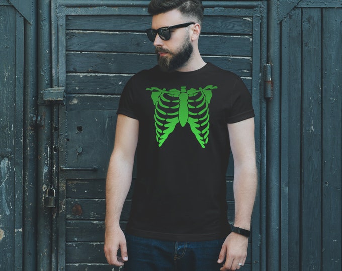 HALLOWEEN T-SHIRT BONES Skeleton Bone T-Shirt Unisex Graphic T-Shirt for Halloween Black and White Short-Sleeve Unisex T-Shirt Halloween