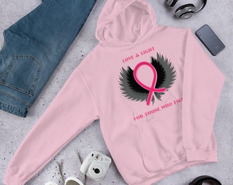 PINK RIBBON Breast Cancer Awareness Month HOODIE Pink Ribbon Sweatshirt for Men or Women Support Gift for her Unisex Hoodie