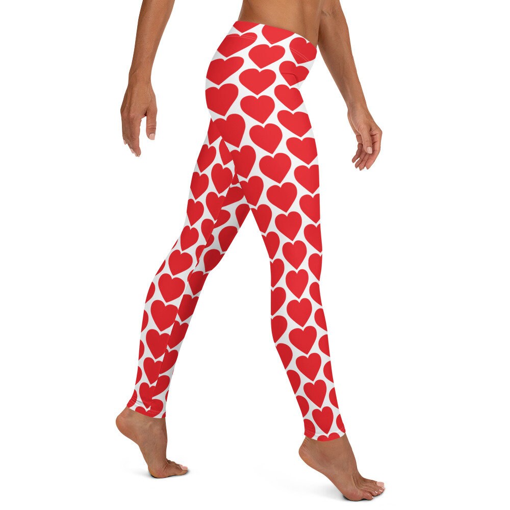 VALENTINES DAY HEART Leggings Women's Leggings All Over Print Red Heart ...