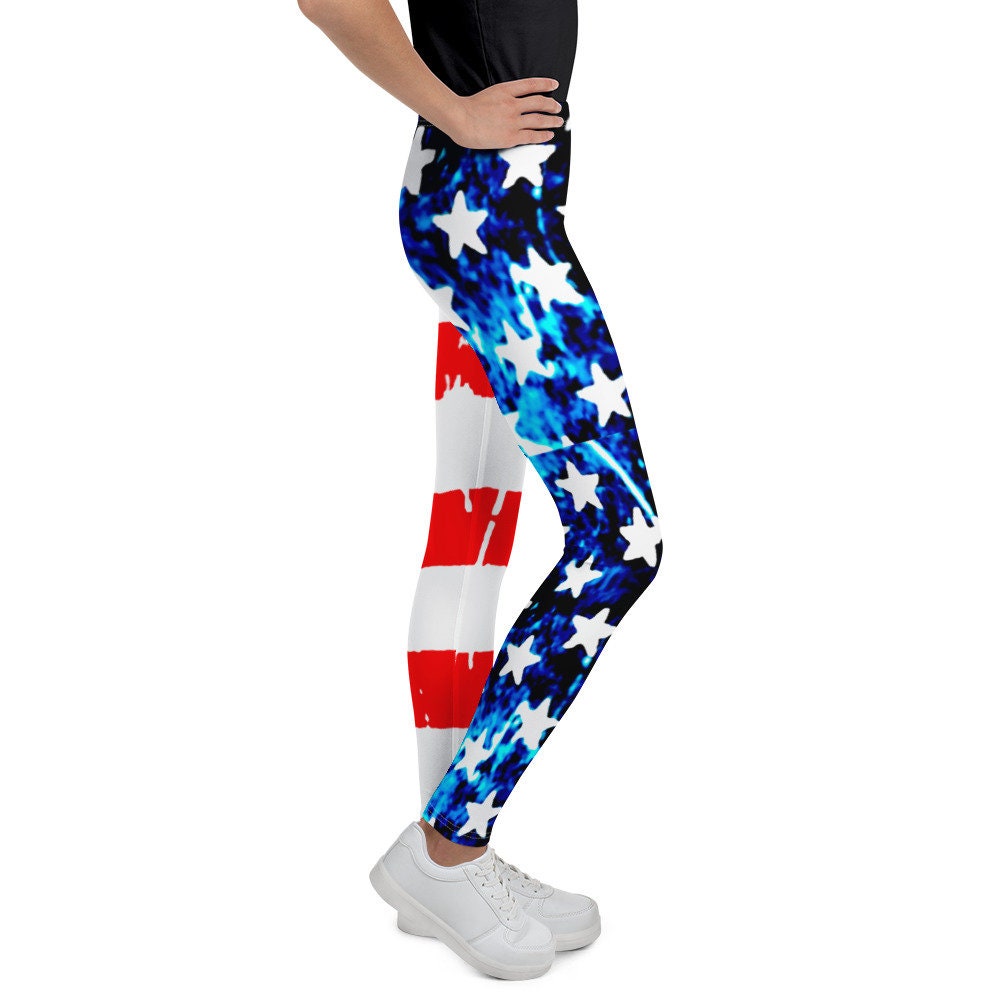 Girls AMERICAN FLAG Leggings USA 