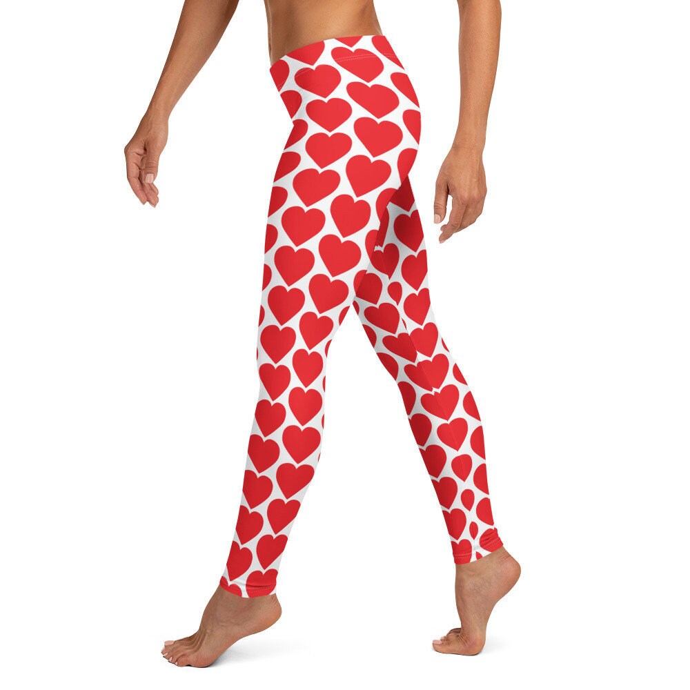 VALENTINES DAY HEART Leggings Women's Leggings All Over Print Red