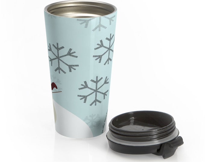 SNOWMAN TUMBLER Christmas Tumbler Stainless Steel Travel Mug Winter SNOWFLAKE Christmas Tumbler Travel Mug Gift Mug Christmas Gift Mug