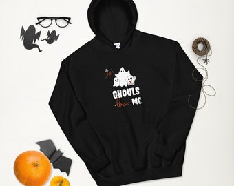 HALLOWEEN HOODIE Adult Hooded Sweatshirt for Men or Women Unisex Hoodie All the GHOULS Love Me Cute Humorous Hoodie for Fall Halloween Gift