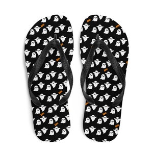 Halloween Ghost Print Flip-Flops: Unisex Holiday Slides