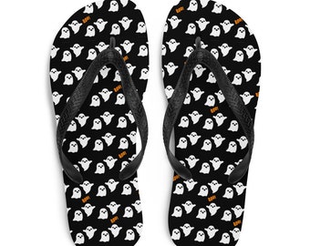 HALLOWEEN FLIP-FLOPS Adult Unisex Flip-Flops Ghost Sandals Thong Sandals Footwear Halloween Slippers Shoes Slides Boo Halloween Accessories