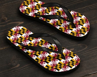 MARYLAND FLIP-FLOPS Unisex Flip-Flops Thong Sandals All Over Print Maryland State Flag Flip Flops Gift Idea Beachwear Fashion Accessories